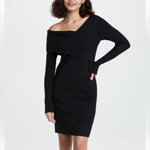 Line & dot off the shoulder dress